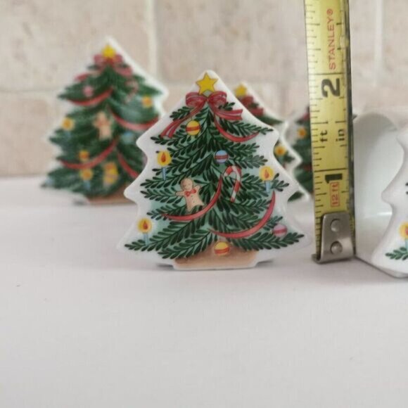 Vintage Christmas Tree Ceramic Napkin Rings & Candle Holder Set, Abbott Japan - Picture 8 of 10